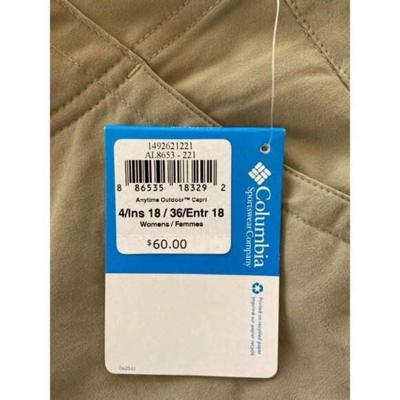 New with tags Columbia Women’s Anytime Outdoor™ Capri (Size 4) - Picture 6 of 7